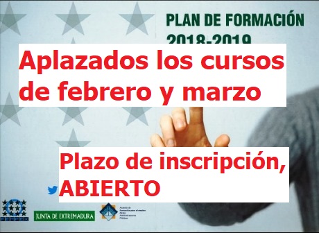 Aplazados los cursos de febrero y marzo. Continúa abierto el plazo de inscripción